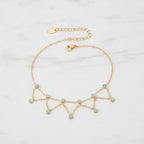 Crystal Charm Dangle Anklet - S038 Gold Blue Turquoise Anklet 19+5cm – jewelry (view 2)