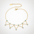 Crystal Charm Dangle Anklet - S038 Gold Blue Turquoise Anklet 19+5cm – jewelry (view 1)
