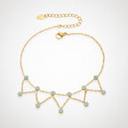 Crystal Charm Dangle Anklet - S038 Gold Blue Turquoise Anklet 19+5cm – jewelry (view 1)