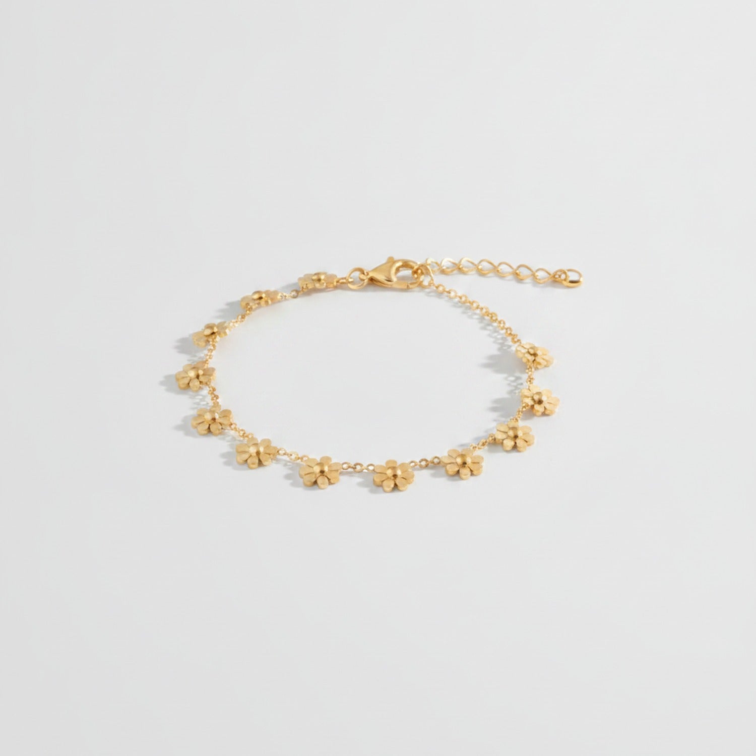 Gold Flower Charm Chain Bracelet