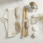 Natural Bamboo Bath Brush Set With Exfoliating Loofah – Korean beauty tool (view 2)