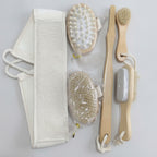 Natural Bamboo Bath Brush Set With Exfoliating Loofah – Korean beauty tool (view 1)