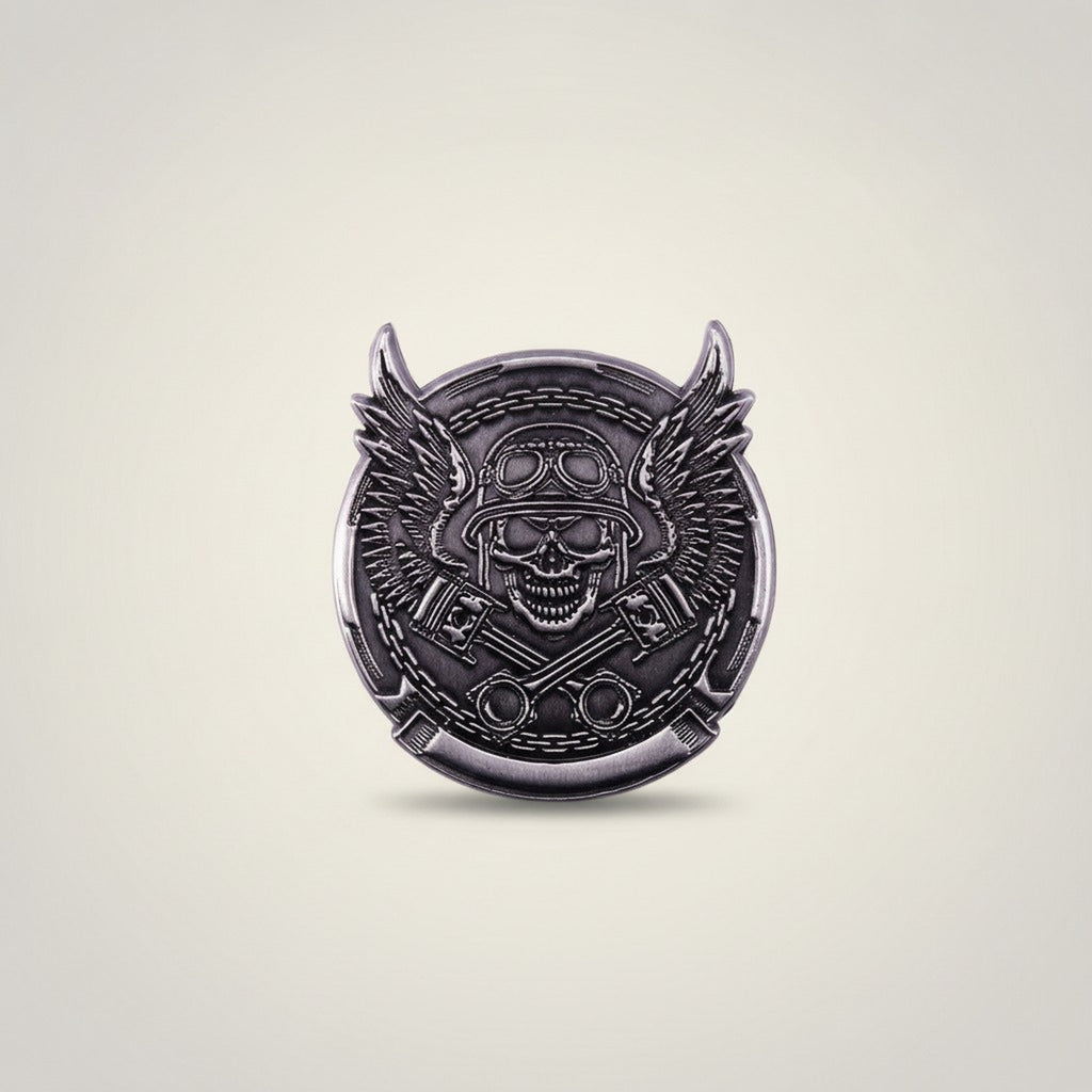 Motorcycle Skull Wings Piston Metal Emblem – jewelry (view 1)
