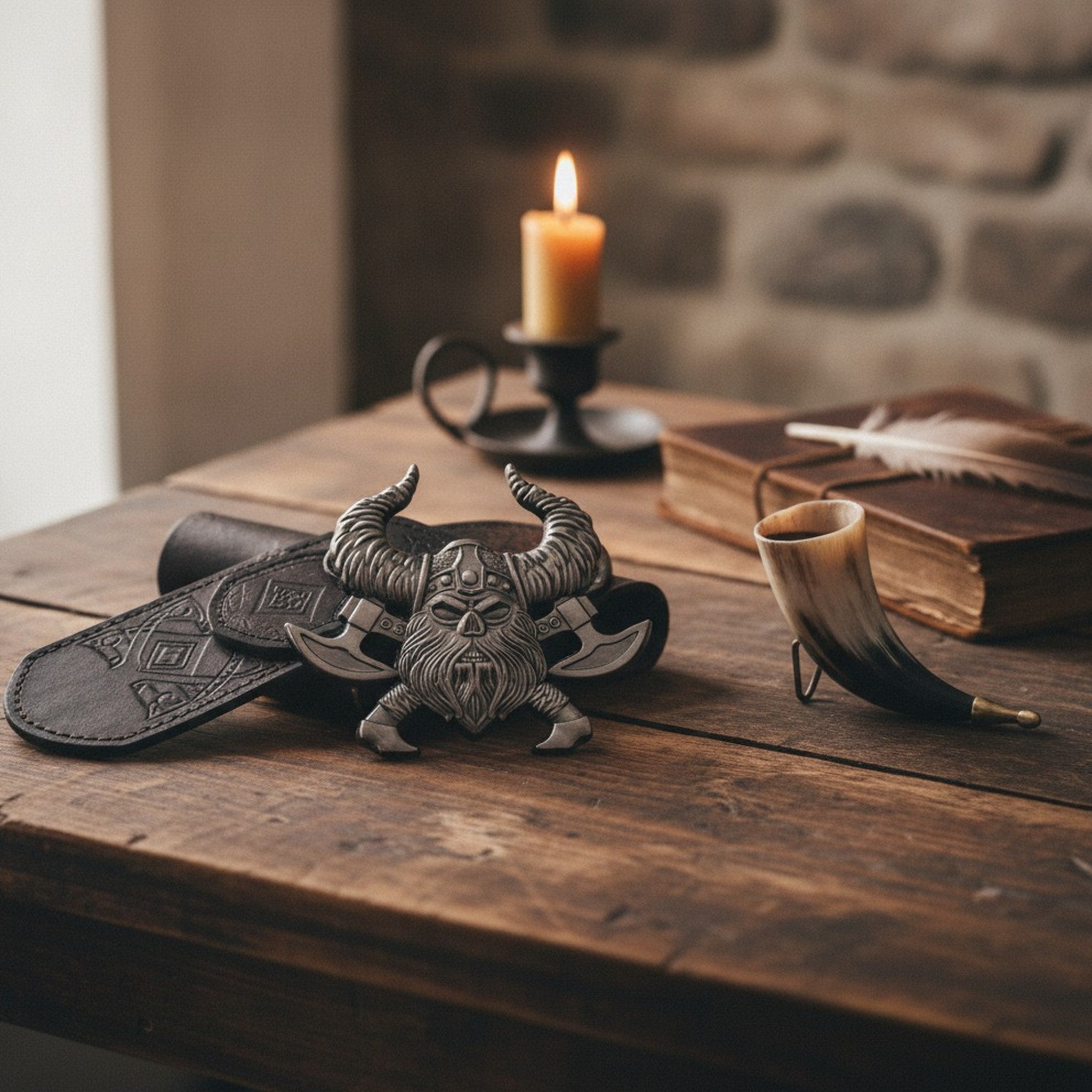Nordic Warrior Head With Axes Design – apparel accessories (view 2)