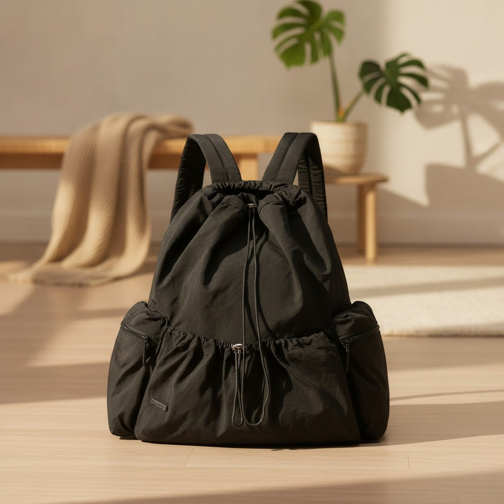 Chic Crinkled Drawstring Backpack – bags & wallets (view 2)