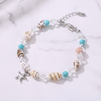 Seashell Turquoise Beaded Bracelet With Starfish Charm – jewelry (view 2)