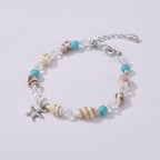 Seashell Turquoise Beaded Bracelet With Starfish Charm – jewelry (view 1)