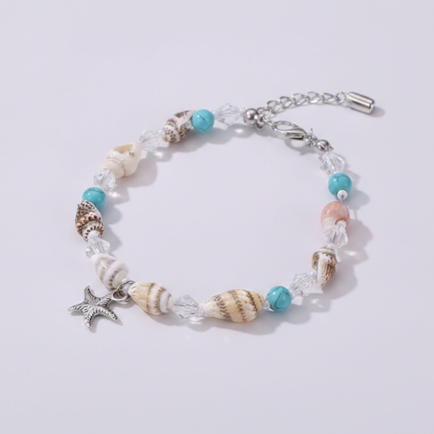 Seashell Turquoise Beaded Bracelet With Starfish Charm