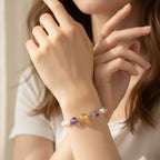 Pearl Amethyst Beaded Charm Bracelet