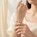 Pearl Beaded Gold Bracelet With Shell Charm