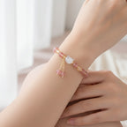Rose Quartz Beaded Bracelet With Charm Drops