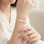 Pearl and Silver Beaded Bangle Bracelet