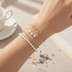 Chic Layered Pearl Bow Bracelet Set – jewelry (view 3)
