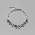 Rainbow Cubic Zirconia Pearl Beaded Bracelet