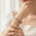Pastel Flower Beaded Chain Bracelet