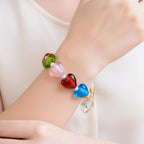 Colorful Heart Beaded Charm Bracelet