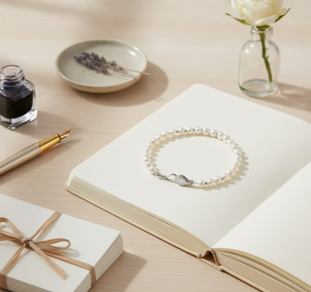 Pearl Beaded Bracelet With Silver Clasp – jewelry (view 2)