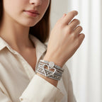 Leather Heart Rhinestone Multi-Strand Bracelet - Opal Glitter Heart – jewelry (view 2)
