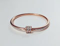 Rose Gold Rhinestone Bangle Bracelet With Charm – jewelry (view 1)