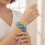 Turquoise Stone Beaded Statement Bracelet