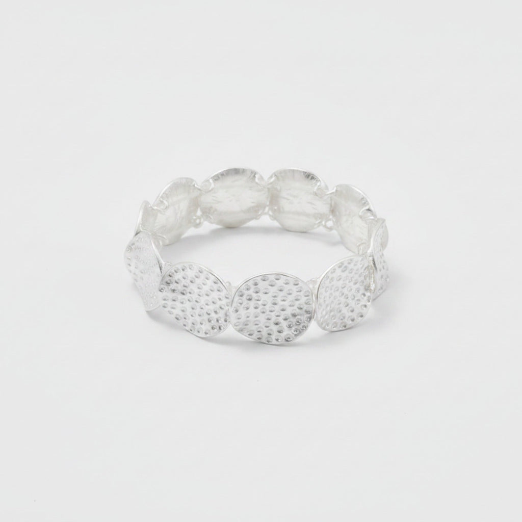 Textured Disc Beaded Stretch Bracelet - Bracelet Gold Round