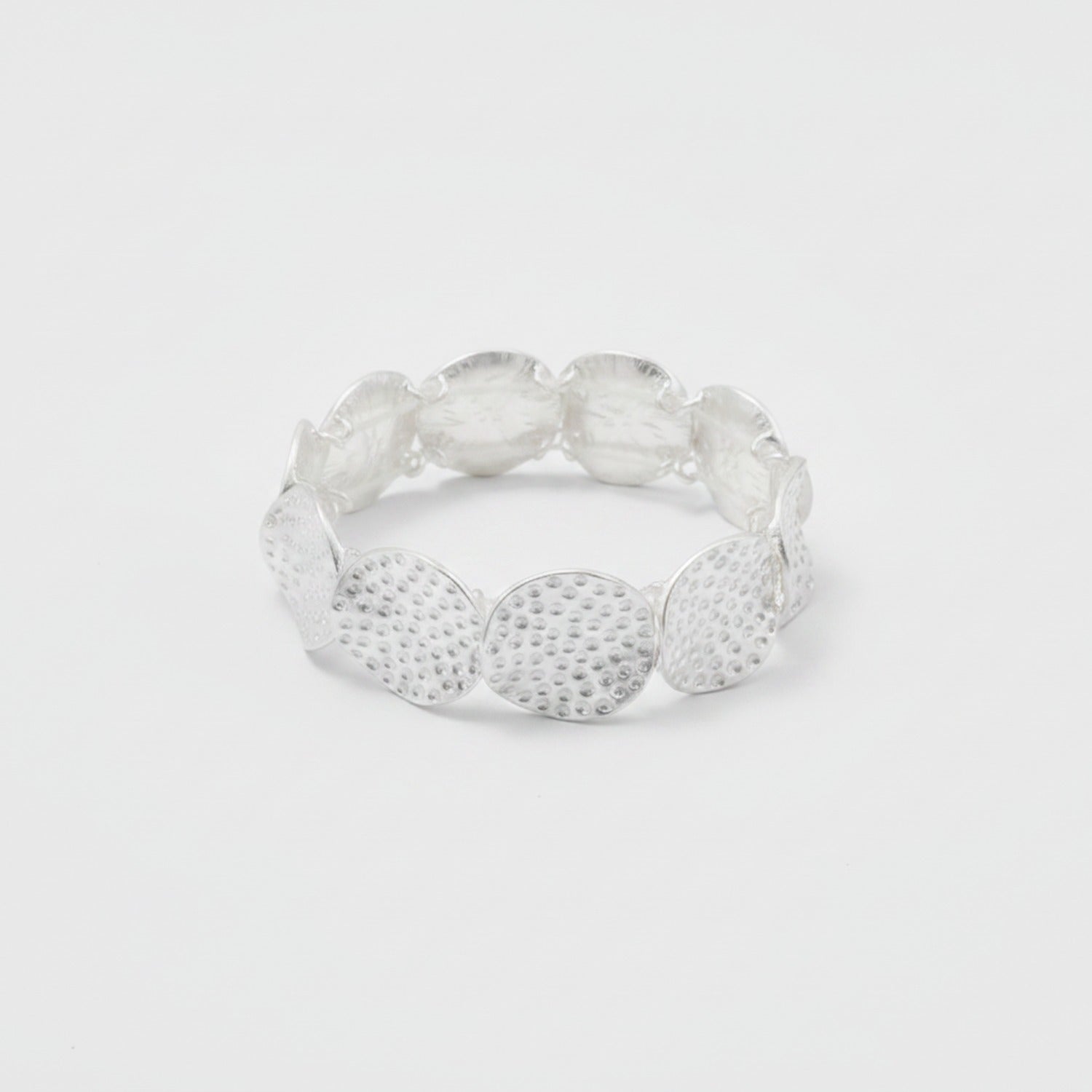 Textured Disc Beaded Stretch Bracelet - Bracelet Gold Round