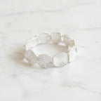 Textured Disc Beaded Stretch Bracelet - Silver Round Bracelet