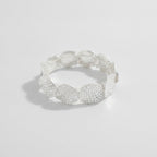 Textured Disc Beaded Stretch Bracelet - Silver Round Bracelet