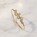 Rhinestone Twisted Open Cuff Bracelet - Bracelet - Gold Plated