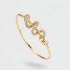 Rhinestone Twisted Open Cuff Bracelet - Bracelet - Gold Plated