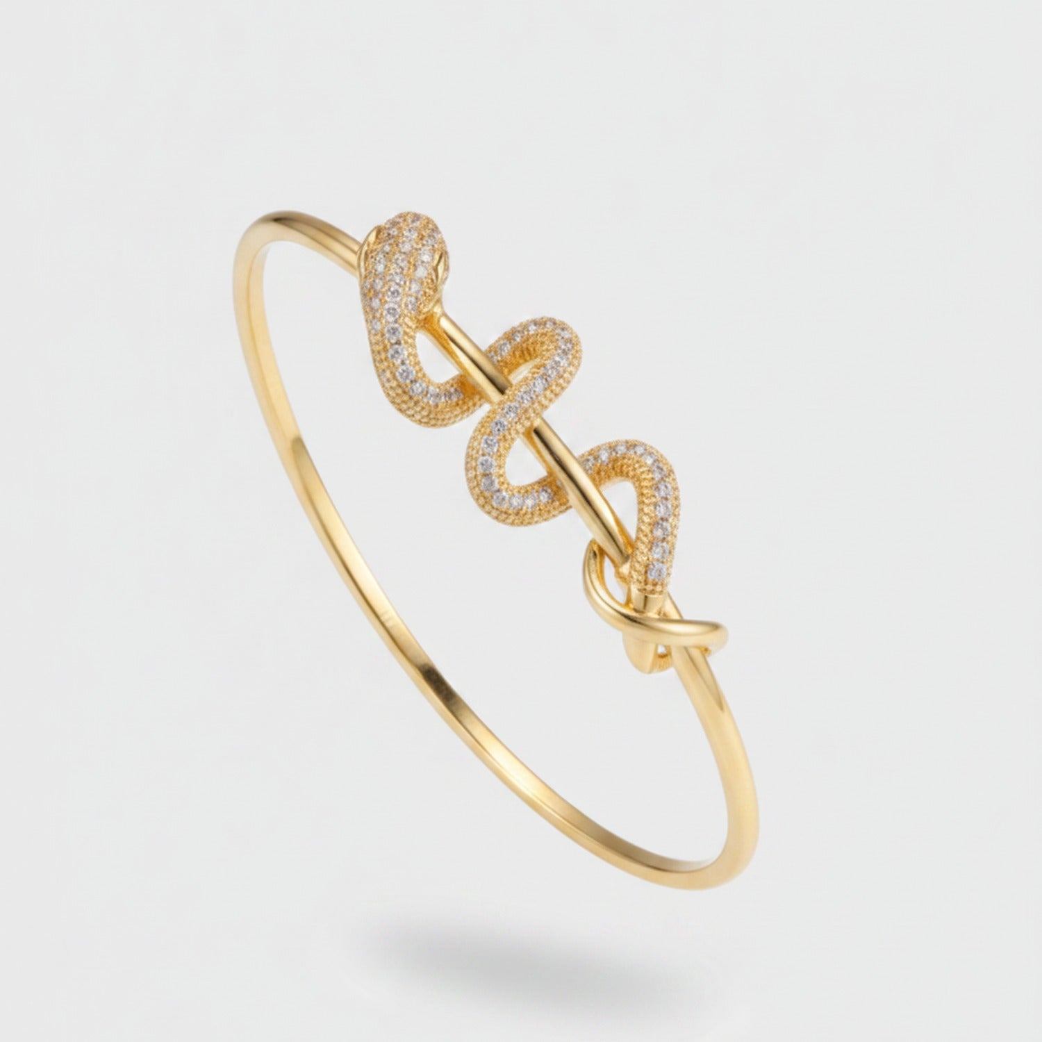 Rhinestone Twisted Open Cuff Bracelet - Bracelet - Gold Plated