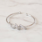 Rhinestone Twisted Open Cuff Bracelet - Bracelet Silver – jewelry (view 2)