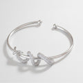 Rhinestone Twisted Open Cuff Bracelet - Bracelet Silver – jewelry (view 1)