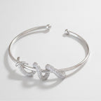 Rhinestone Twisted Open Cuff Bracelet - Bracelet Silver – jewelry (view 1)
