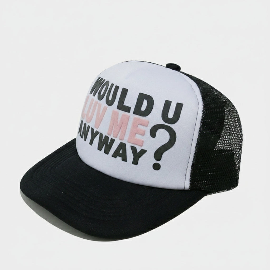 Black And White Mesh Trucker Cap