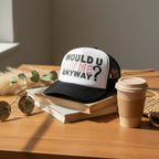 Black And White Mesh Trucker Cap