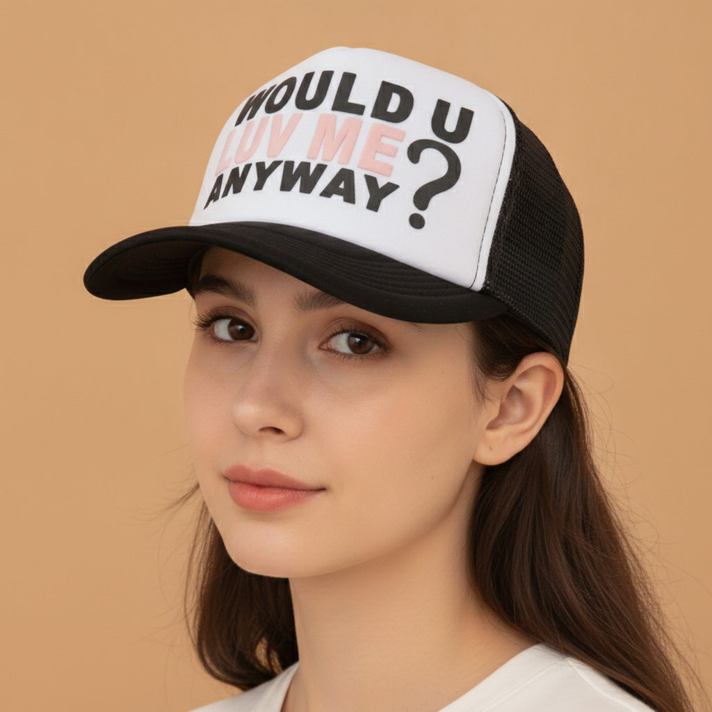 Black And White Mesh Trucker Cap – apparel accessories (view 2)