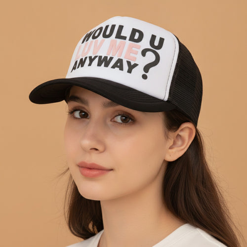 Black And White Mesh Trucker Cap