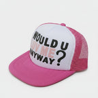 Pink Mesh Trucker Cap With White Front Panel