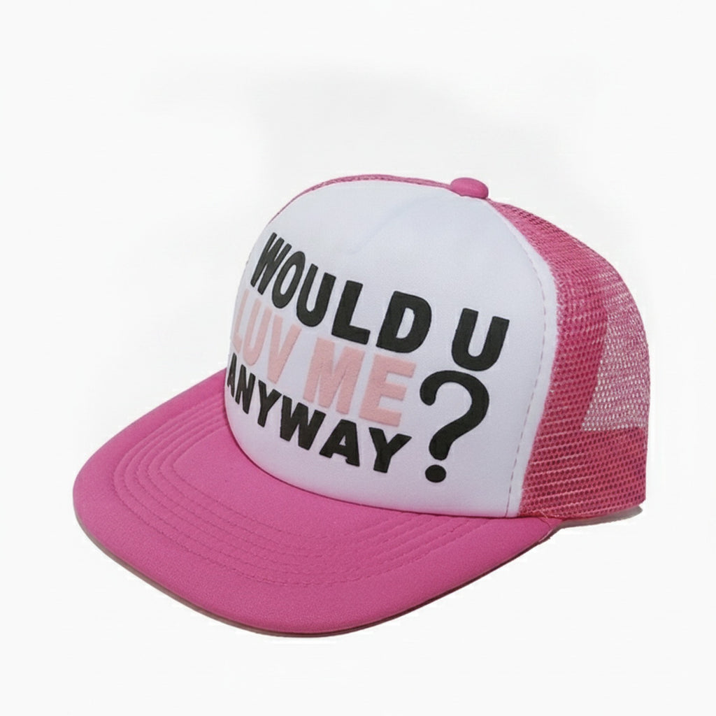 Pink Mesh Trucker Cap With White Front Panel – apparel accessories (view 1)
