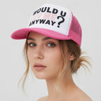 Pink Mesh Trucker Cap With White Front Panel – apparel accessories (view 2)