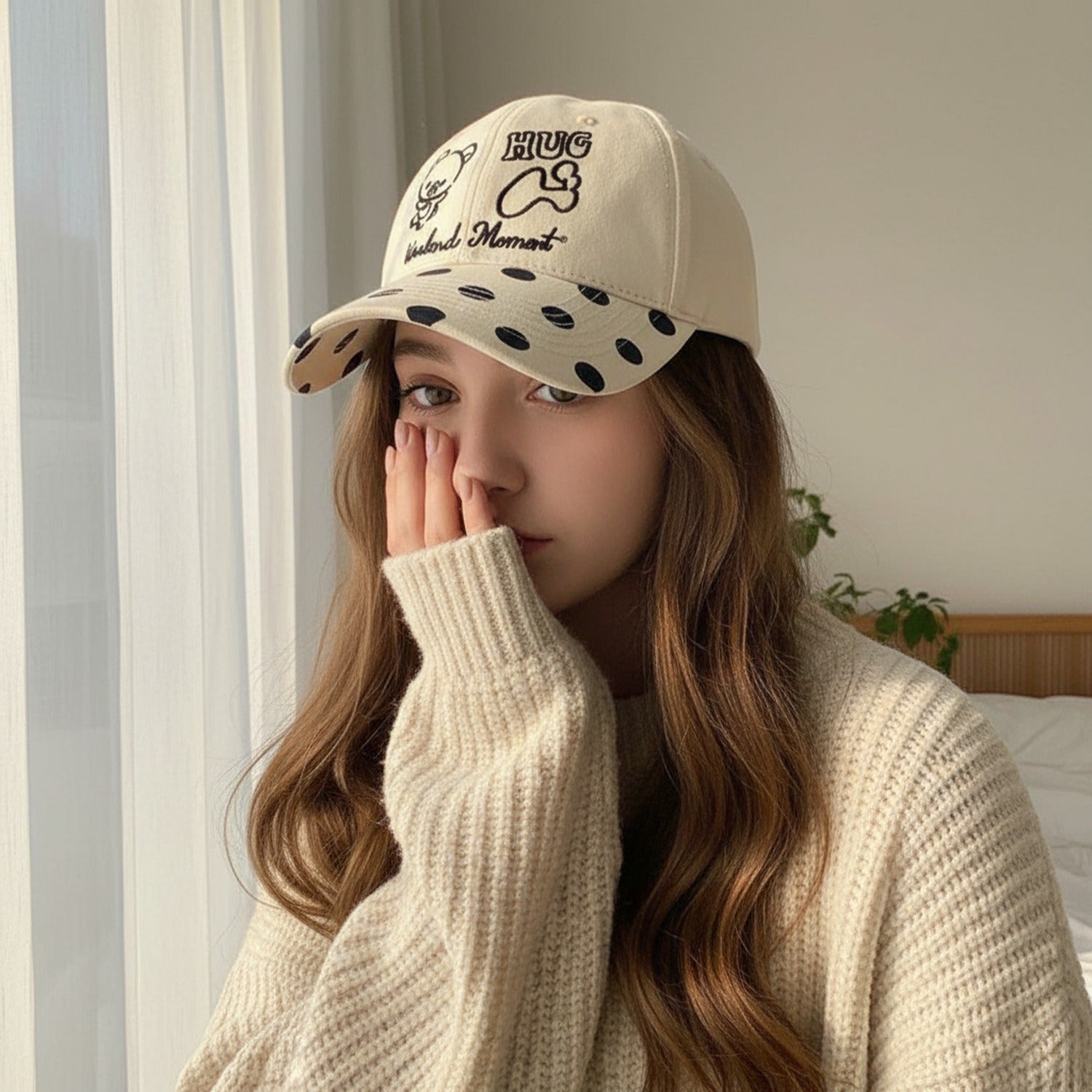 Camo Bear Hug Baseball Cap - Beige SS062