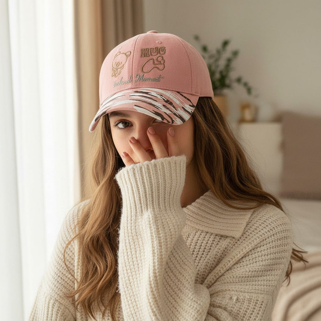 Camo Bear Hug Baseball Cap - SS0622 Pink – apparel accessories (view 2)
