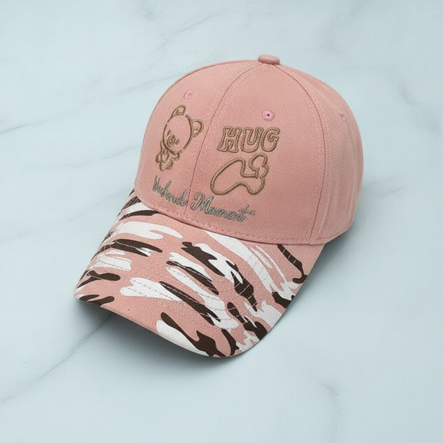 Camo Bear Hug Baseball Cap - SS0622 Pink
