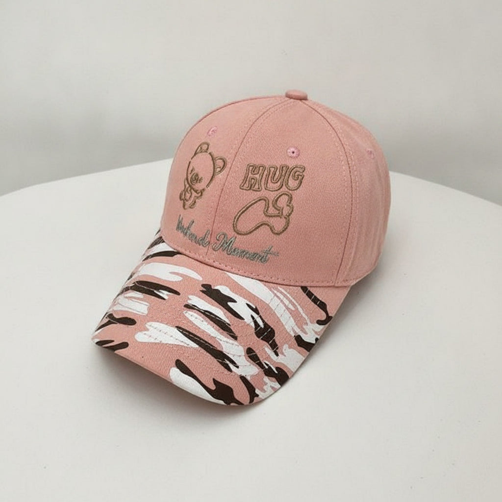 Camo Bear Hug Baseball Cap - SS0622 Pink – apparel accessories (view 1)