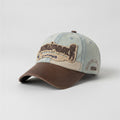 Vintage Two-Tone Baseball Cap With Embroidered Fish Badge – apparel accessories (view 1)