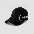 Distressed Baseball Cap with Script Embroidery - Black – apparel accessories (view 1)