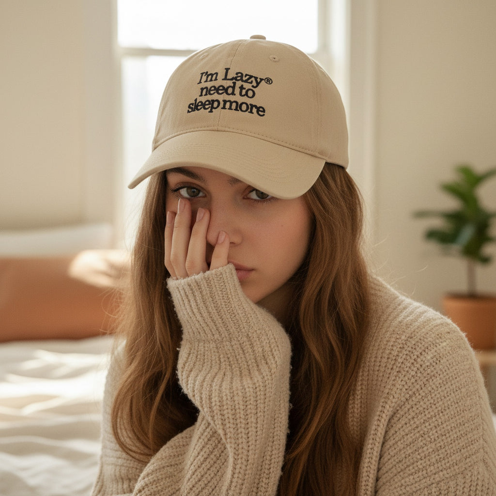 Cream Baseball Cap With Embroidered Text