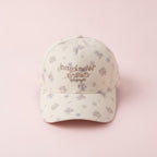 Vintage Floral Baseball Cap with Embroidered Text - Cream White – apparel accessories (view 2)
