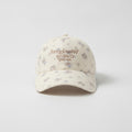 Vintage Floral Baseball Cap with Embroidered Text - Cream White – apparel accessories (view 1)